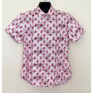 Robert Graham Kellenberg Short Sleeve Shirt Pink Paisley Men's Size XL